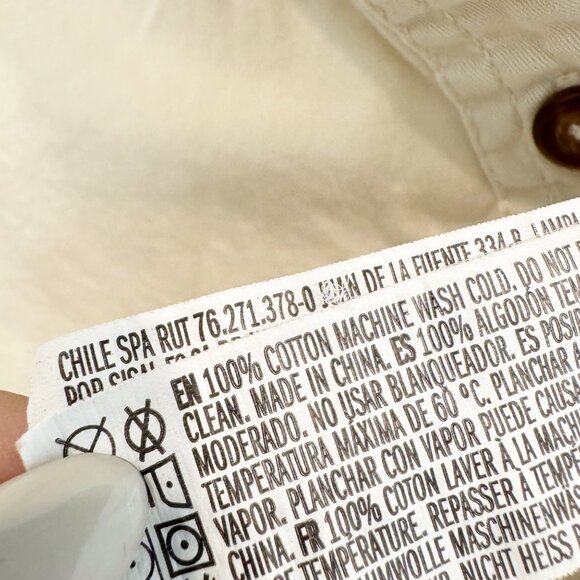 Forever 21 Beige Cropped Button Up Shirt Top Pockets Blouse Minimalist F21 Large - Picture 6 of 8